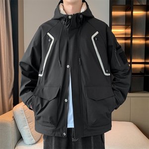 新款现货连帽冲锋衣宽松大码夹克男DSA157B-J199-P65图片
