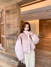 渐变粉色羽绒服女短款2025冬新款休闲立领保暖外套，女装羽绒服，2C269