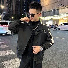 春秋新款男士夹克三条杠潮流上衣夹克外套，男装夹克，星座1013