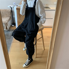 复古休闲连体背带裤女士潮流ins嘻哈工装连体衣服套装潮D5991-p60，男装休闲裤，星座601-2