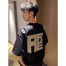 万针全刺绣工艺抖音得物高品质260克重磅纯棉双纱美式高街短袖T恤，男装T恤，电商A486-1
