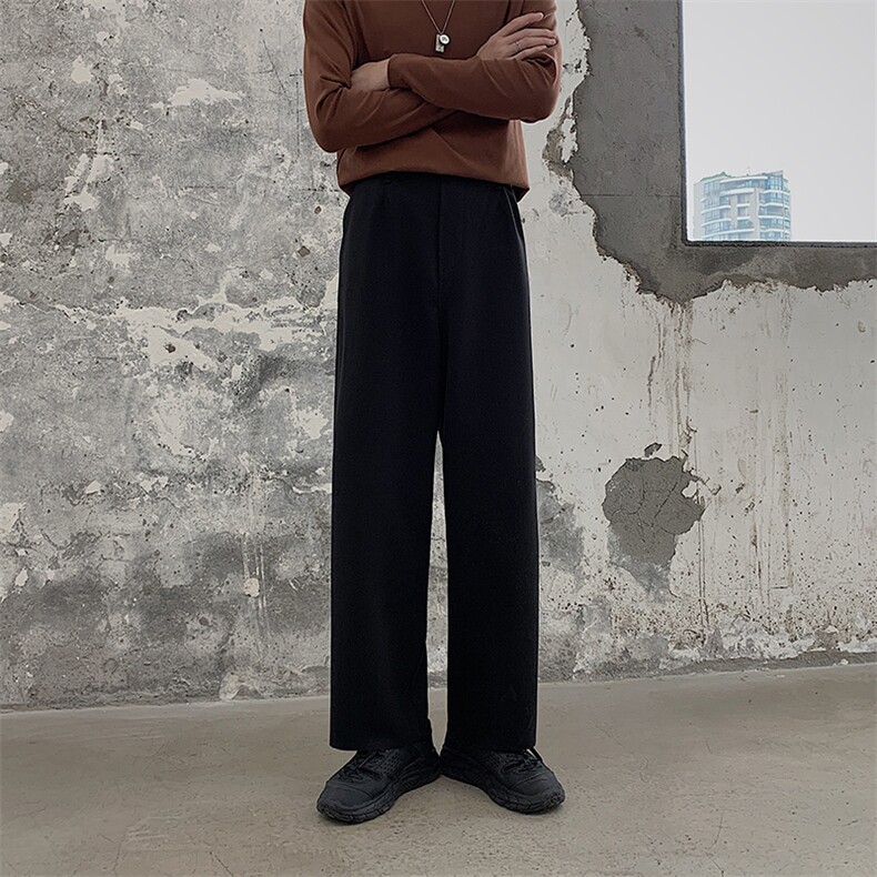 球2冬大码毛呢西裤男垂感宽松直筒休闲裤阔腿裤225-2-20806-P55,男装西裤,星座225-2