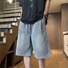 美式复古夏季避开薄款牛仔短裤男水洗宽松休闲百搭五分裤，男装牛仔裤，星座410-7