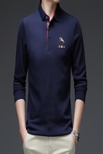 新款长袖T恤男秋季休闲时尚精品翻领POLO衫绣标百搭上衣打底衫，男装T恤，电商B212（原钱塘6029）