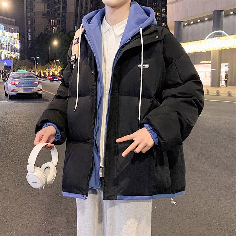 冬季宽松/假两件连帽休闲外套潮加厚棉衣XZ102B-1M6628-P110,男装棉衣,星座102B-1