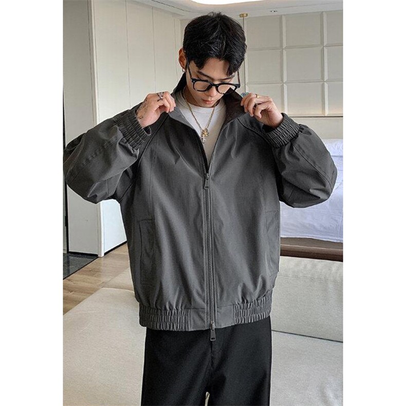 高品质春装新款老钱风美式高街解构立领棒球服飞行夹克休闲外套潮,男装夹克,电商A486