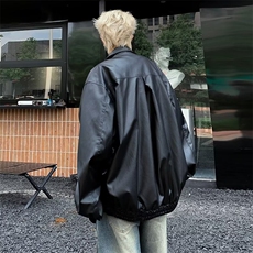 ~机车风皮衣夹克男女痞帅炸街百搭小众休闲棒球服外套~PY921，男装夹克，星座601-2