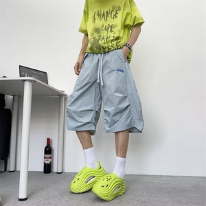 七分裤男女韩版潮流褶皱帅气百搭宽松2025夏季ins短裤K6408-P36图片