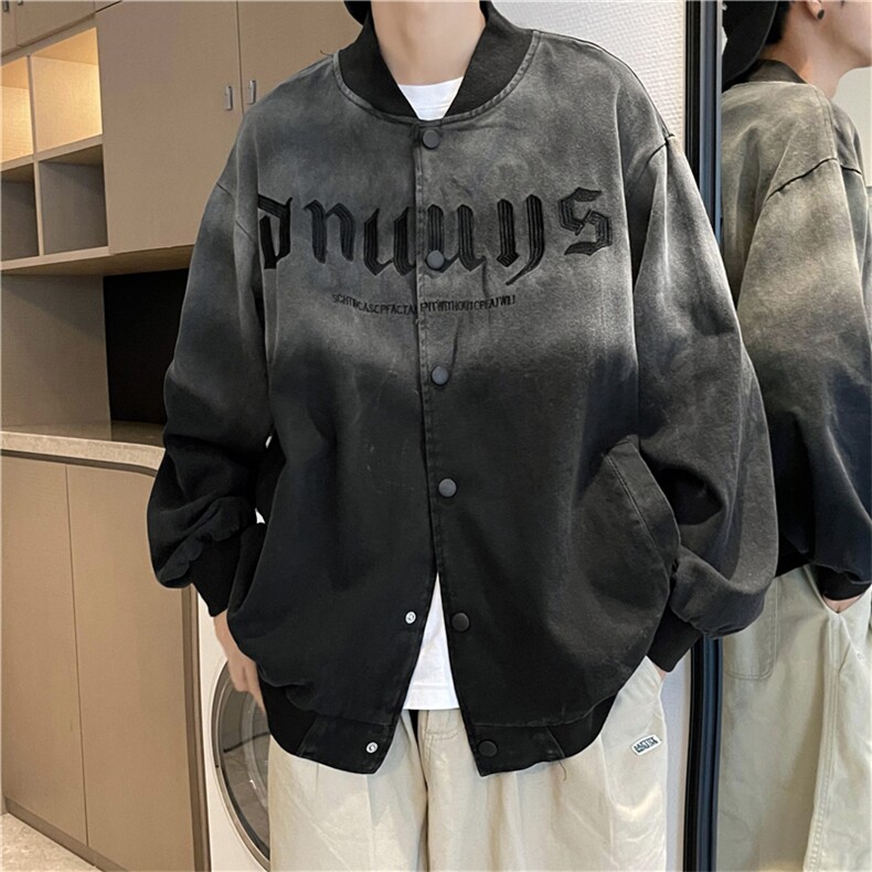 2023新款字母刺绣渐变棒球服男秋季水洗做旧情侣夹克W5267-P68,男装夹克,星座512-2