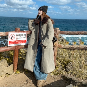 韩系复古麂皮绒保暖上衣女秋冬2025新款加厚温柔风中长款派克棉服图片