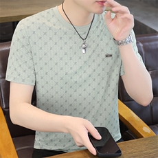 夏季冰丝短袖圆领时尚凉感休闲青年修身短袖T恤上衣XD3763-P30，男装T恤，星座310B-3