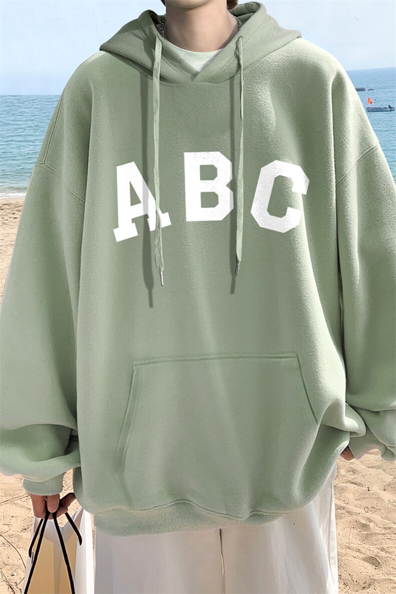 ！秋季重磅宽松大码港风ABC英文印花连帽卫衣LW53-特p35,男装卫衣,星座508（原C305）