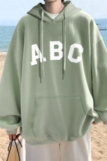！秋季重磅宽松大码港风ABC英文印花连帽卫衣LW53-特p35，男装卫衣，星座508（原C305）