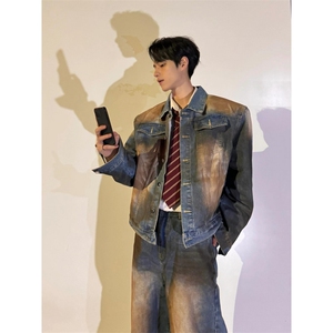 【有货】美式复古垫肩牛仔外套男cleanfit短款夹克2181CC-特P65图片