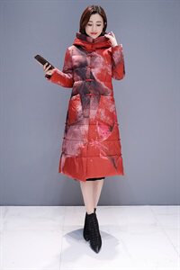 2020年冬季时尚气质优雅舒适宽松休闲口袋图案中长款长袖棉衣/棉服图片