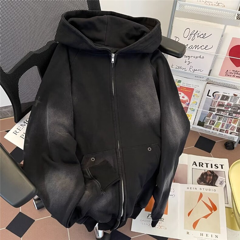 新款潮流复古擦脏废土风涂鸦连帽卫衣男女情侣秋冬款Y3803/P63,男装卫衣,星座506B