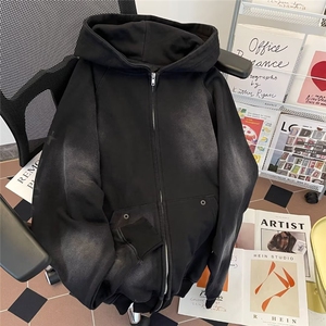 新款潮流复古擦脏废土风涂鸦连帽卫衣男女情侣秋冬款Y3803/P63图片