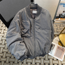 美式工装拉链加厚棒球服棉服宽松潮牌飞行服外套夹克MY0857-P100，男装棉衣，星座308B-1