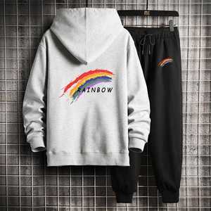 TK6064-P85 开衫连帽卫衣套装男运动套装两件套 网格挂拍图片
