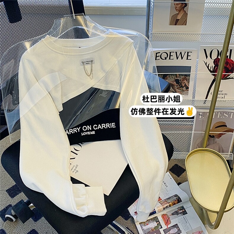 假二件潮牌卫衣设计感上衣秋冬韩版宽松情侣开衫卫衣E596-P40,男装卫衣,星座911-2(原星座613-2）