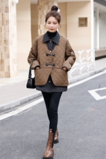 棉衣女中长款2023秋冬季新款拼接假两件，女装棉衣/棉服，秋水欣儿