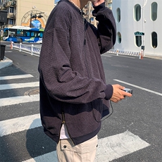 WY871-P40港风华夫格开叉拉链圆领卫衣，男装卫衣，星座1501-1