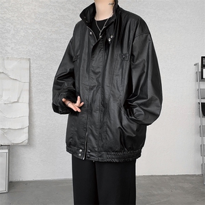 8XL-M日系立领PU皮衣外套男美式高街痞帅机车服夹克大码JK002P115图片
