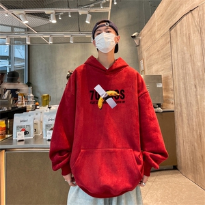 特P43控78 秋季360G麂皮绒印花宽松休闲连帽卫衣JWY3268图片