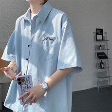 CS1143-特批25控49夏薄款冰丝面料大码短袖衬衫防晒透气外套，男装防晒衣，电商A059