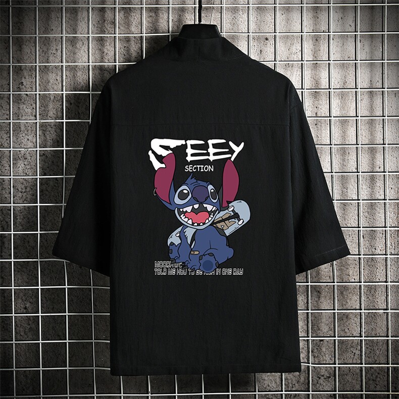 HF59038-P40风汉服男开衫外套七分袖道袍 网格挂拍图片