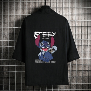 HF59038-P40风汉服男开衫外套七分袖道袍 网格挂拍图片