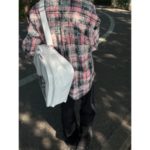 【有货】粉色格子衬衫男女款vintage美式复古长袖衬衣C54LL-特P45图片
