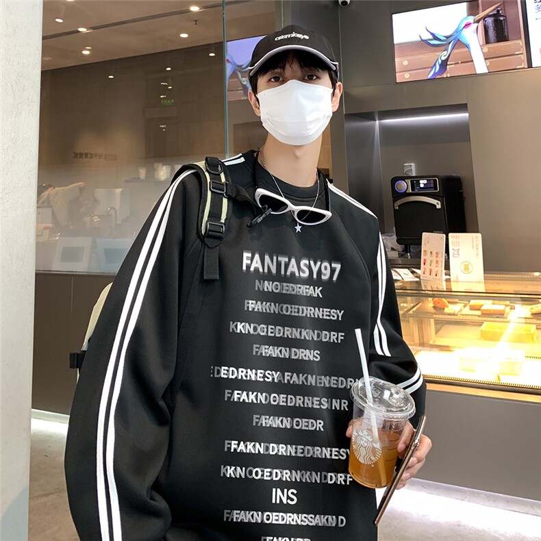 港风23新款秋季时尚百搭宽松字母印花潮流卫衣B6903P45控68图片
