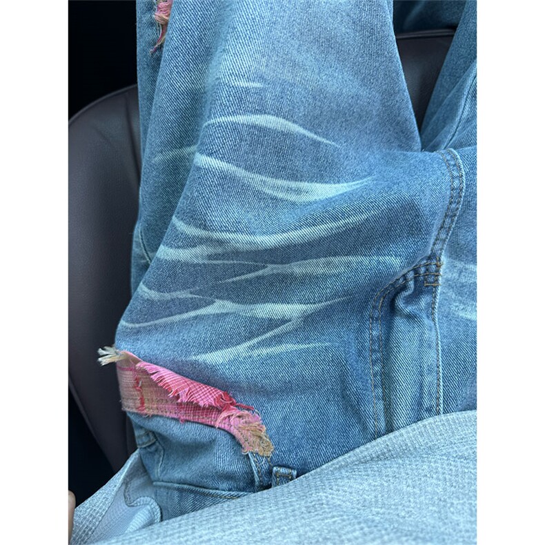 美式高街牛仔裤男女微喇叭裤子hiphop拼接休闲拖地裤NZ400-P55,男装牛仔裤,星座1008