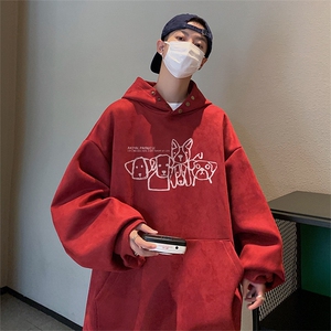 已注册抖音直播得物高品质麂皮绒宽松男连帽卫衣外套W7038P55控79图片