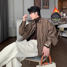 加绒加厚冬款男假两件棉衣格子拼接保暖棉袄外套MY6101P85，男装棉衣，星座1013-1