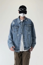 休闲大码宽松男潮流立体剪裁破洞牛仔外套夹克J1129-P65【特价】，男装夹克，电商A007