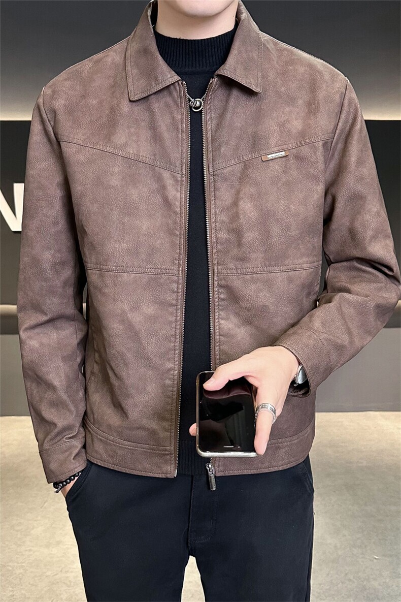 店主风2025秋季翻领皮衣男痞帅休闲外套男装夹克C317-J905-P135,男装夹克,电商C317