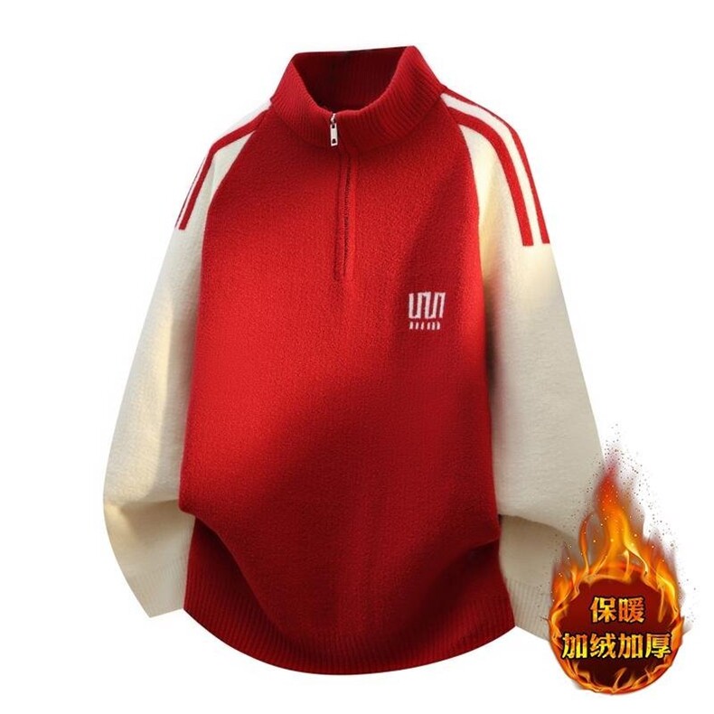 MY7366加绒TP65加绒加厚针织衫男慵懒风套头毛衣外套，男装针织衫/毛衣，电商A320
