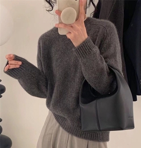 春秋韩版羊毛衫女套头圆领短款宽松百搭打底衫毛衣图片