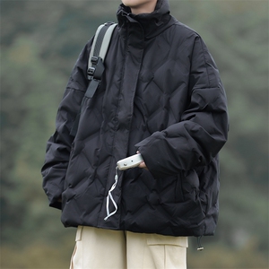 F53-P90 2024新款冬季菱形格棉服男款美式高街潮牌立领棉衣外套图片