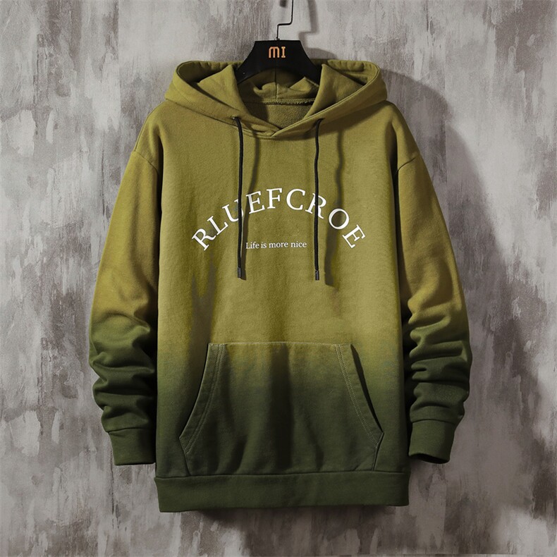 渐变色潮流宽松连帽卫衣韩版百搭休闲上衣服秋季外套DF73T,男装卫衣,电商A102
