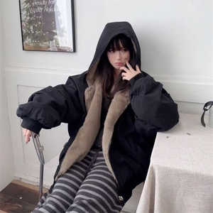 两面穿现货重磅短款座山雕棉衣男女双面穿毛毛绒棉服加厚外套图片