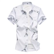 2021年春装新款印花衬衫男短袖衬衫男大码衬衫男QT5030/779p45，男装衬衫，电商A012