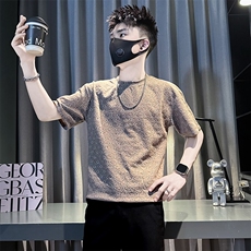 提花图案高级感短袖T恤男痞帅网红社会小伙301C-DT95-P48控68，男装T恤，星座301C（原B323）