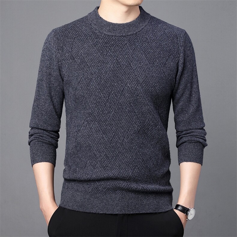 CM61057钱塘2020-2中年男士冬季厚款纯色半高领百搭羊毛衫P152,男装针织衫/毛衣,钱塘207-2