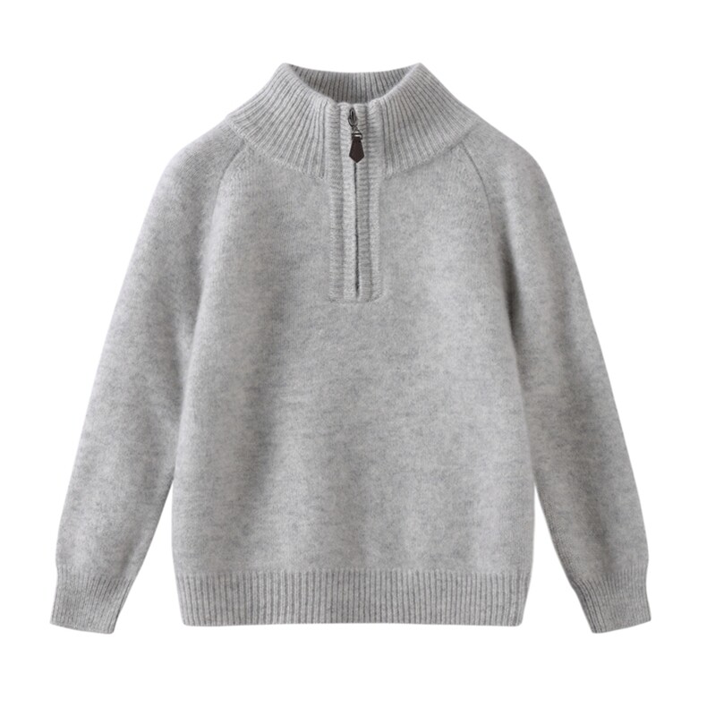新款百搭拉链半开领休闲羊毛套头衫，童装儿童羊毛衫，鑫贝羊绒