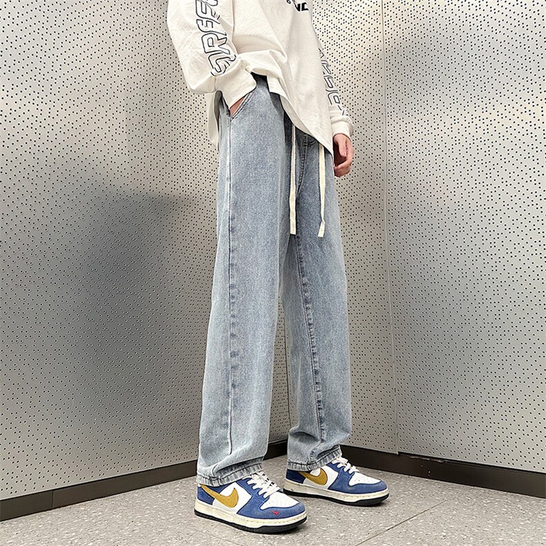 2024直筒牛仔裤男潮牌复古宽松阔腿裤休闲长裤子1801特P40,男装牛仔裤,电商A178