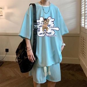 华夫格套装运动短袖t恤套装休闲两件套一套 HZ84306-P44图片