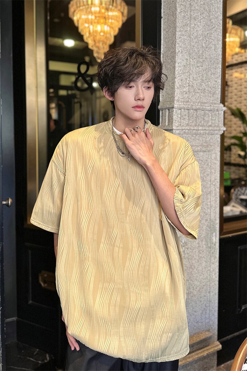 8XL-M特大码夏季短袖冰丝皱感透气T恤男潮垂感宽松半袖DX305P45,男装T恤,电商D206-1